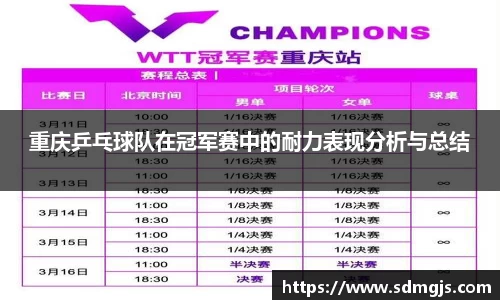 重庆乒乓球队在冠军赛中的耐力表现分析与总结
